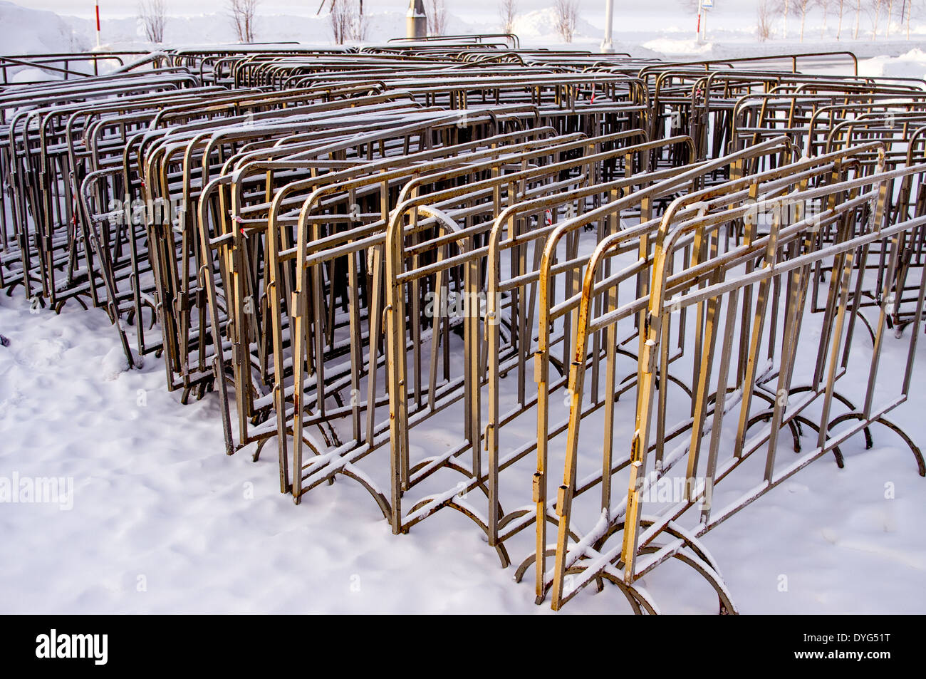 Temporary metal fences Stock Photo