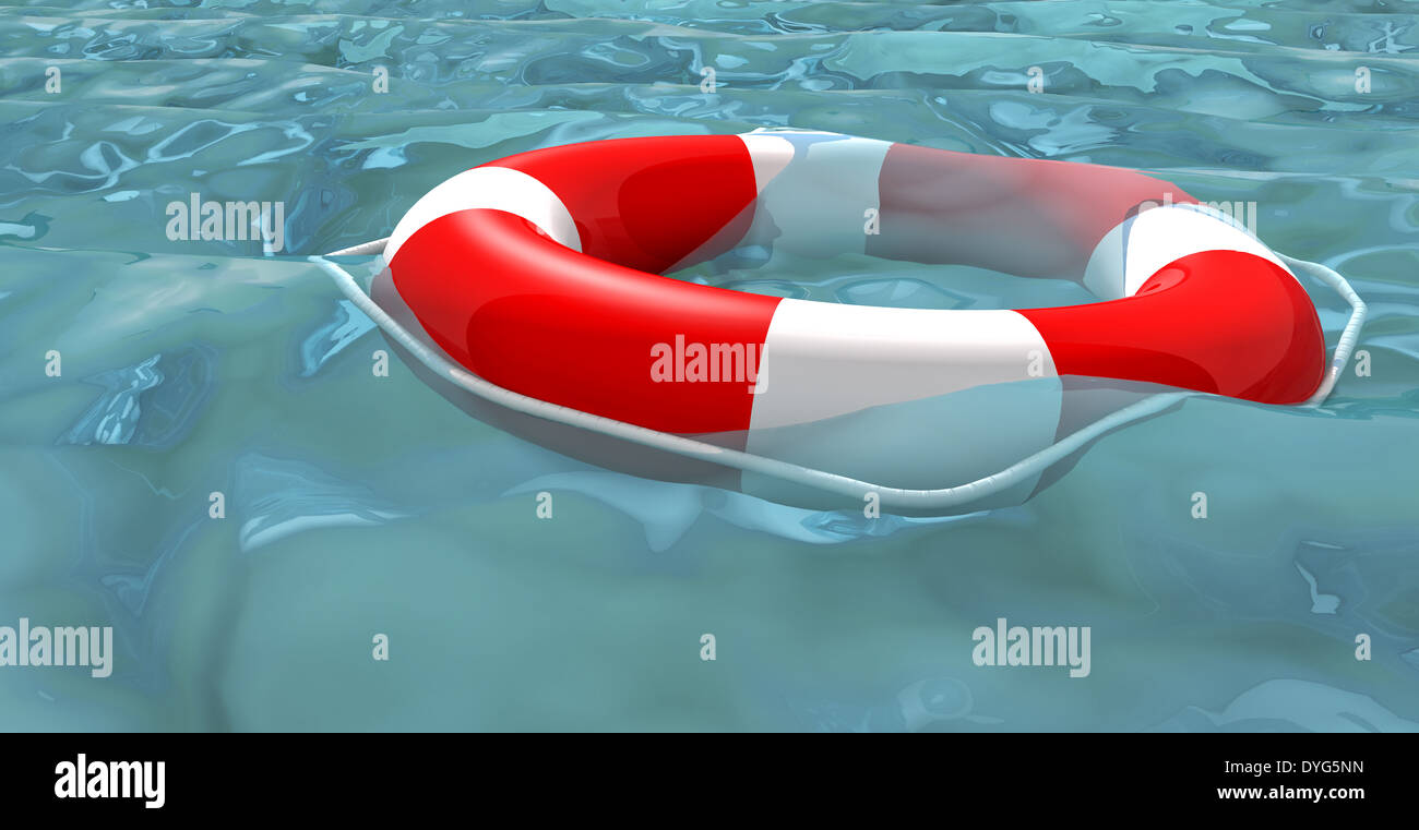 lifebuoy in ocean 3d image Stock Photo - Alamy