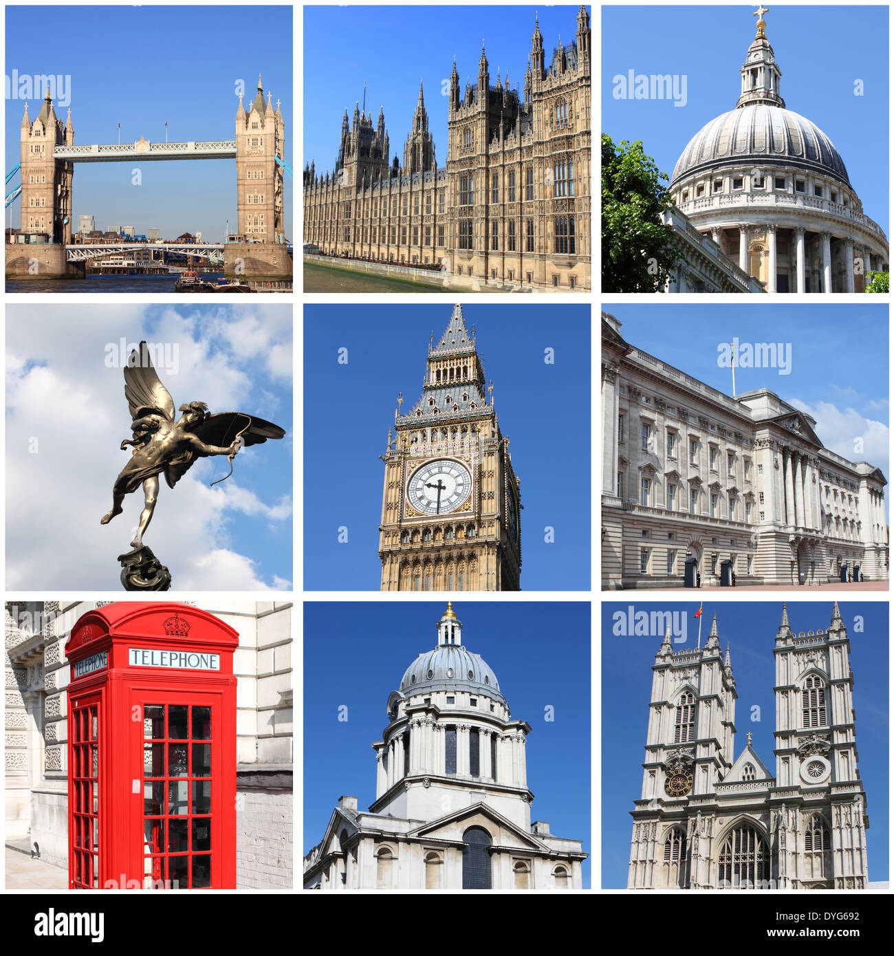 Collage of landmarks of London, UK Stock Photo