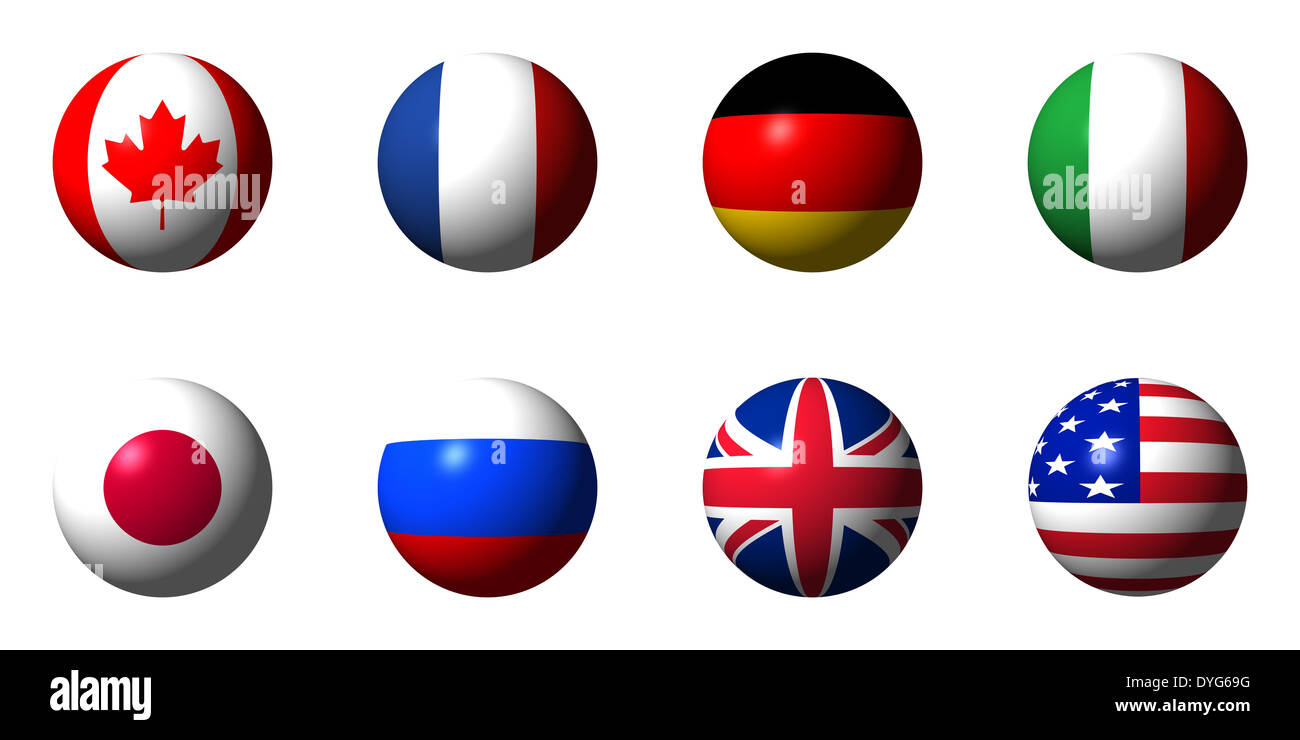 Collage of flags of the G8 countries without labels Stock Photo Alamy