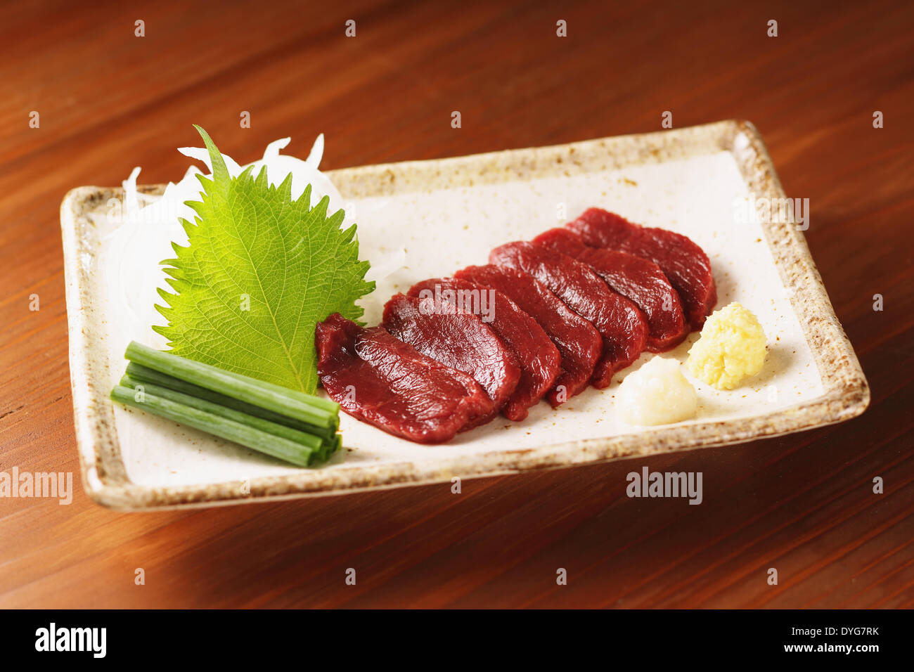 Japanese style raw horse meat Stock Photo Alamy