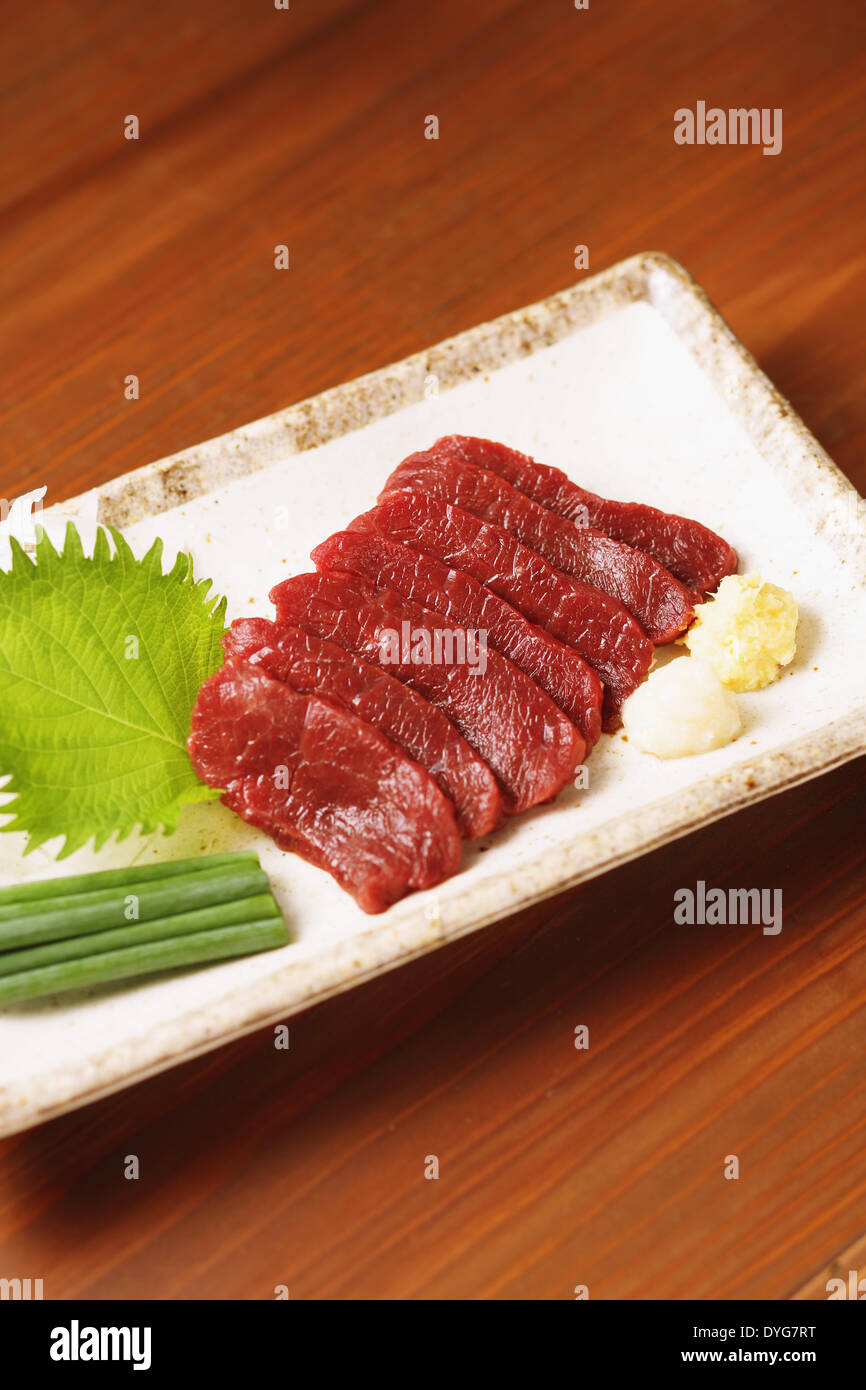 Japanese style raw horse meat Stock Photo Alamy