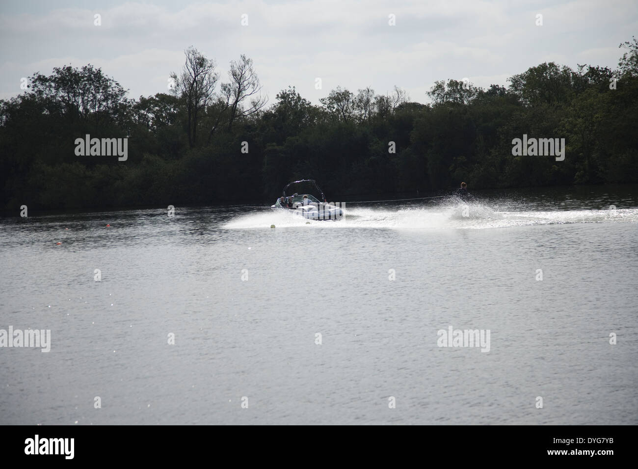 Young Woman waterskiing Stock Photo