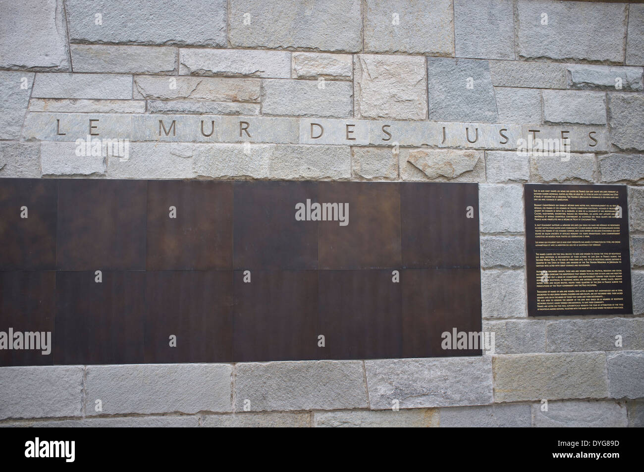 The Wall of the Righteous (mur des justes) in Paris France Stock Photo