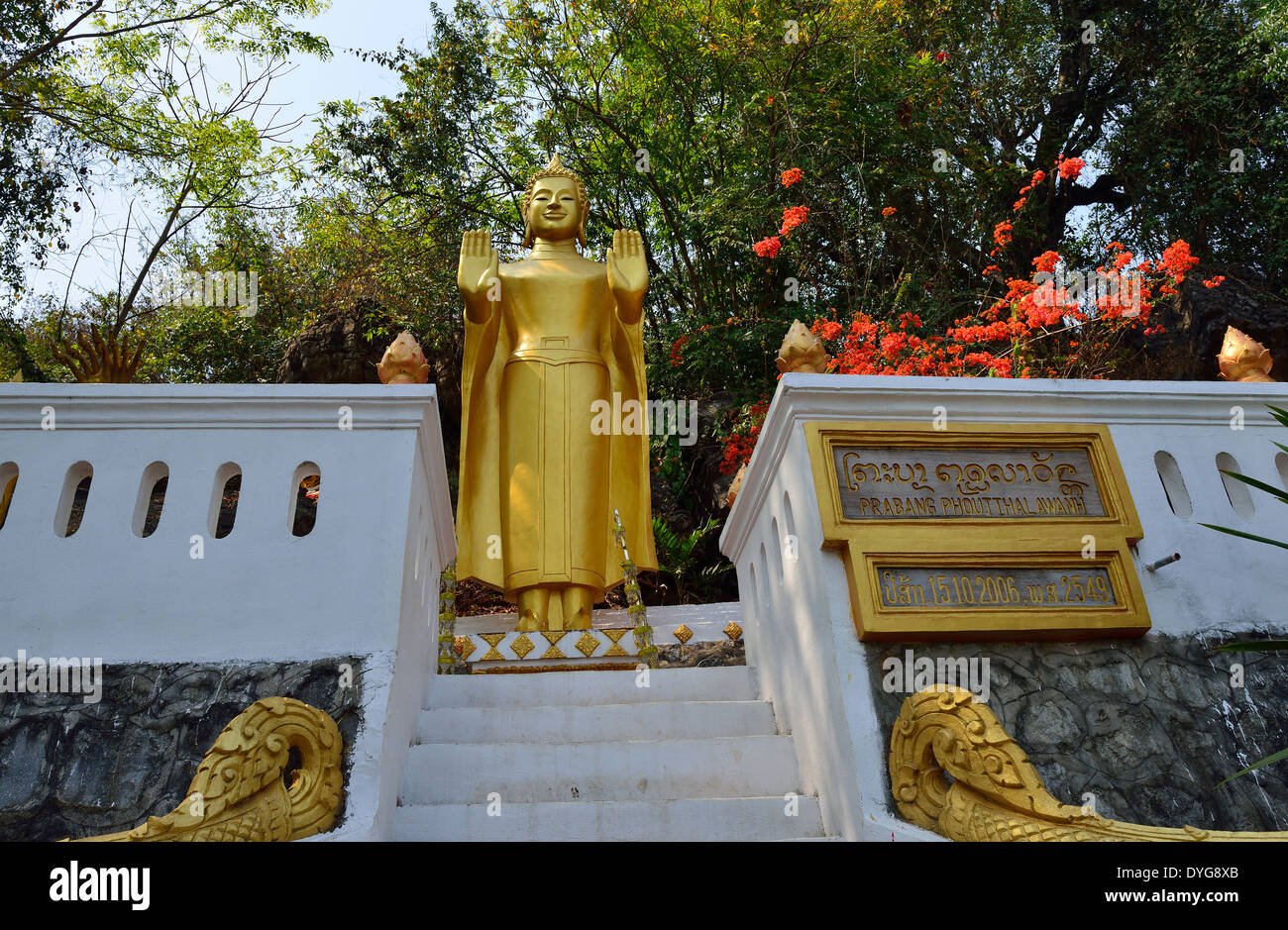 Buddhist gold statues at Mount Phousi,  Luang Prabang, Laos, Stock Photo