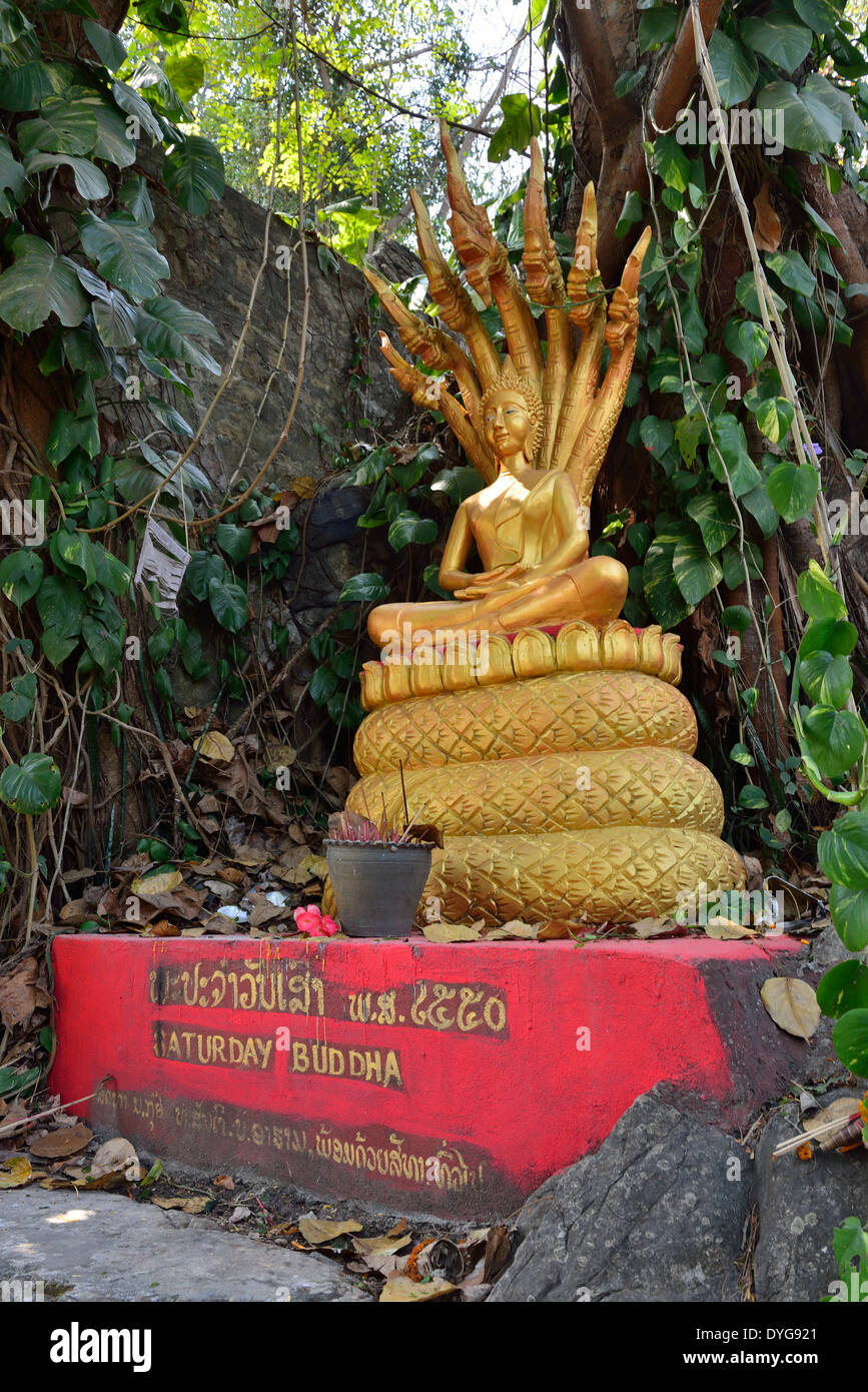 Buddhist gold statues at Mount Phousi, Luang Prabang, Laos Stock Photo