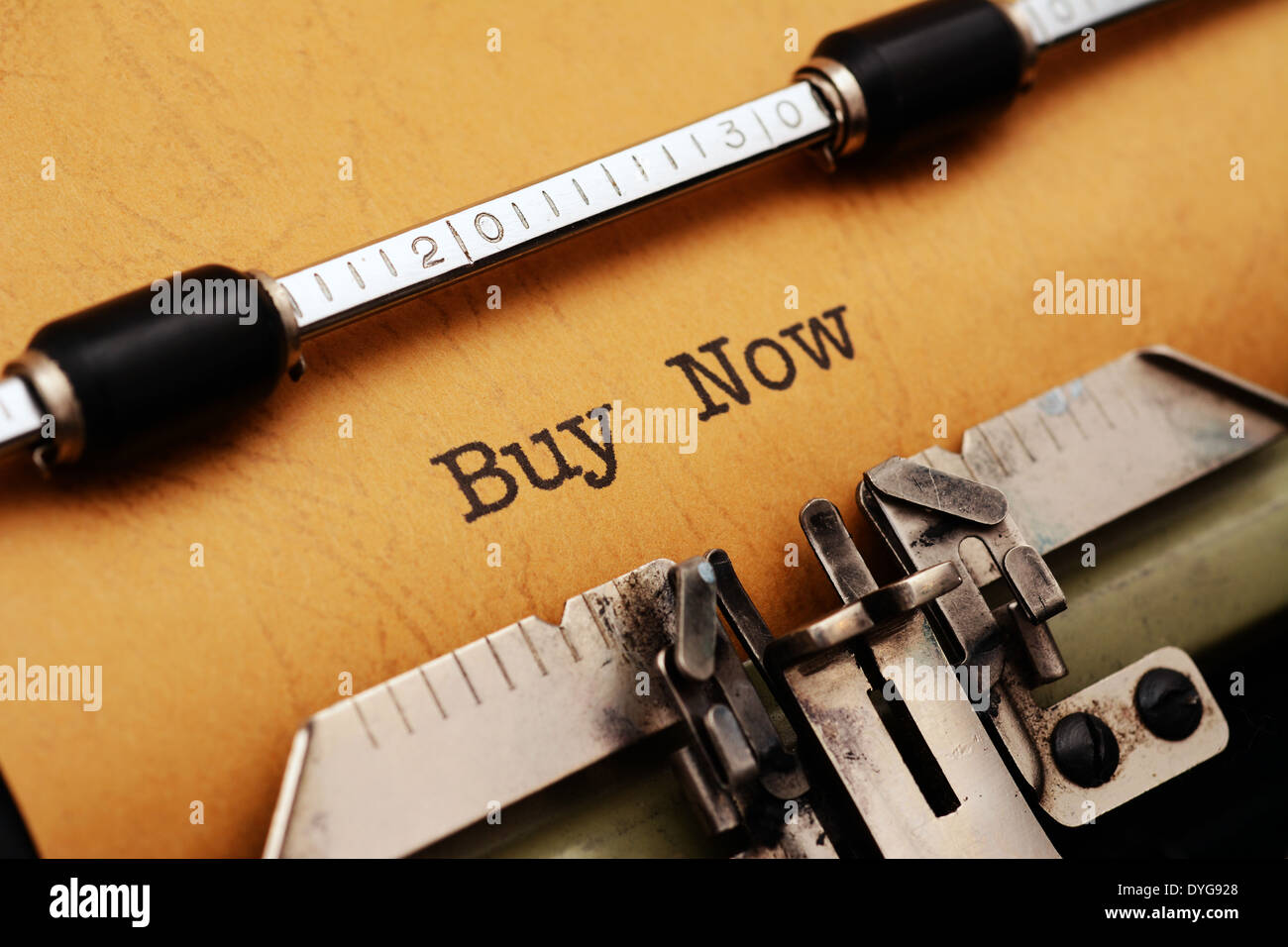 Buy now text on typewriter Stock Photo