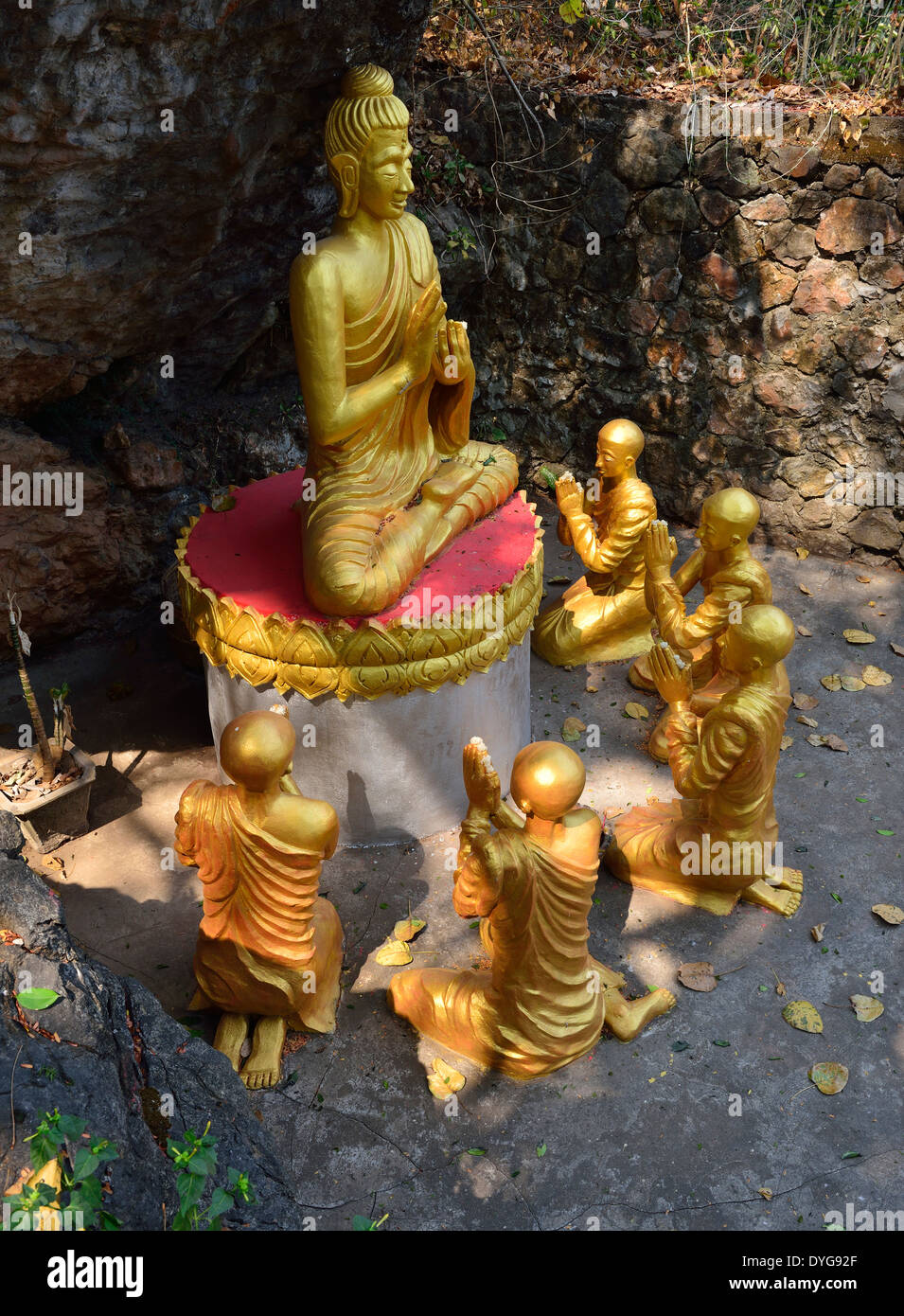 Buddhist gold statues at Mount Phousi, Luang Prabang, Laos Stock Photo Alamy