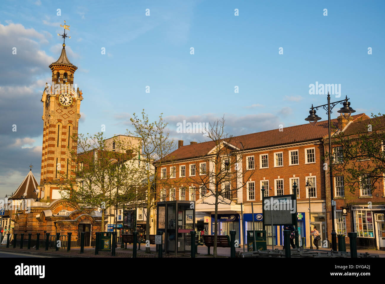 Clock tower in Epsom town centre, Surrey, England, UK Stock Photo - Alamy