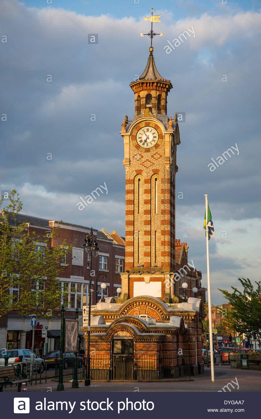 Clock tower in Epsom town centre, Surrey, England, UK Stock Photo