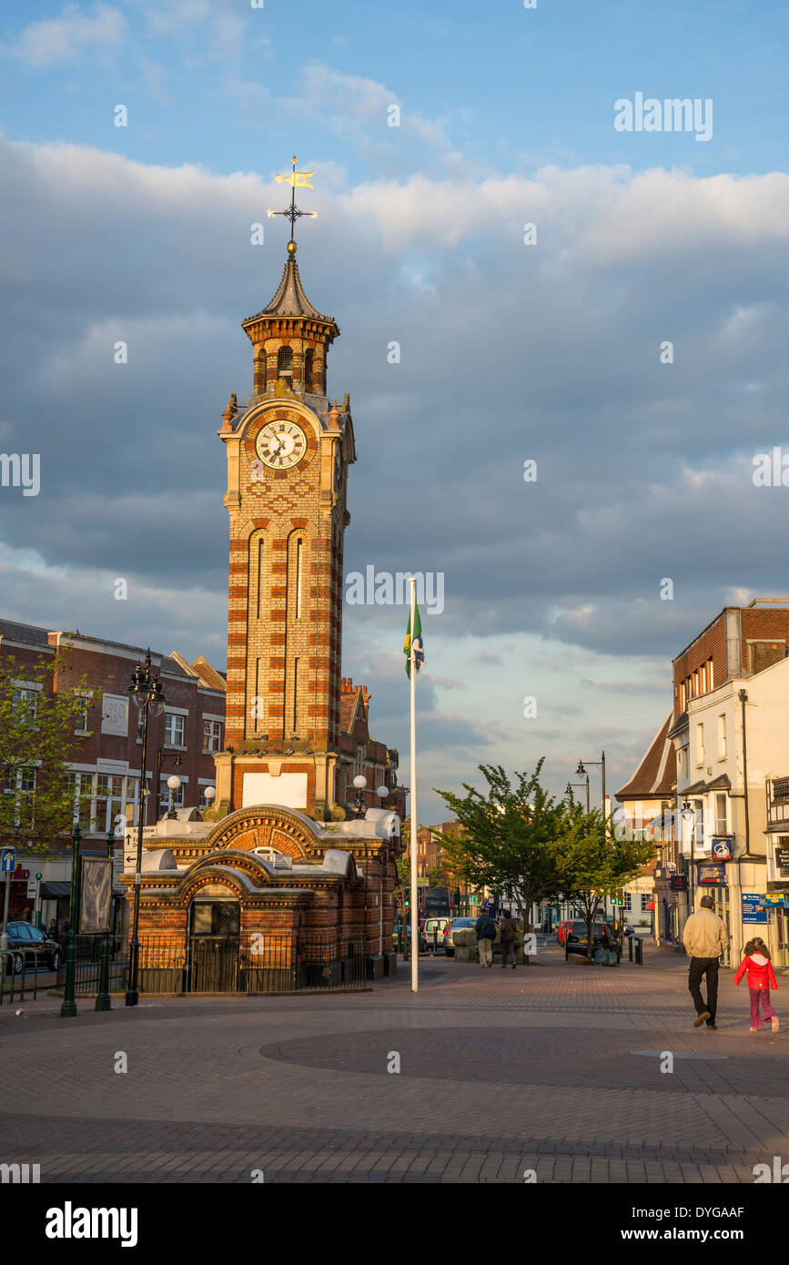 Clock tower in Epsom town centre, Surrey, England, UK Stock Photo