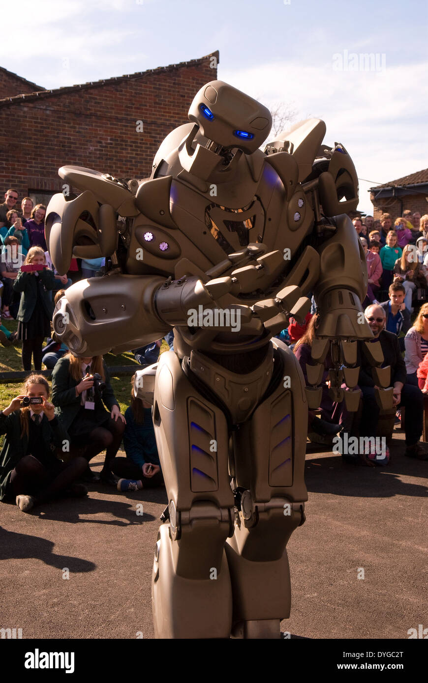 Titan the Robot appearing at the STEM (Science, Technology, Engineering, Mathematics) Festival, Liphook, Hampshire, UK. Stock Photo