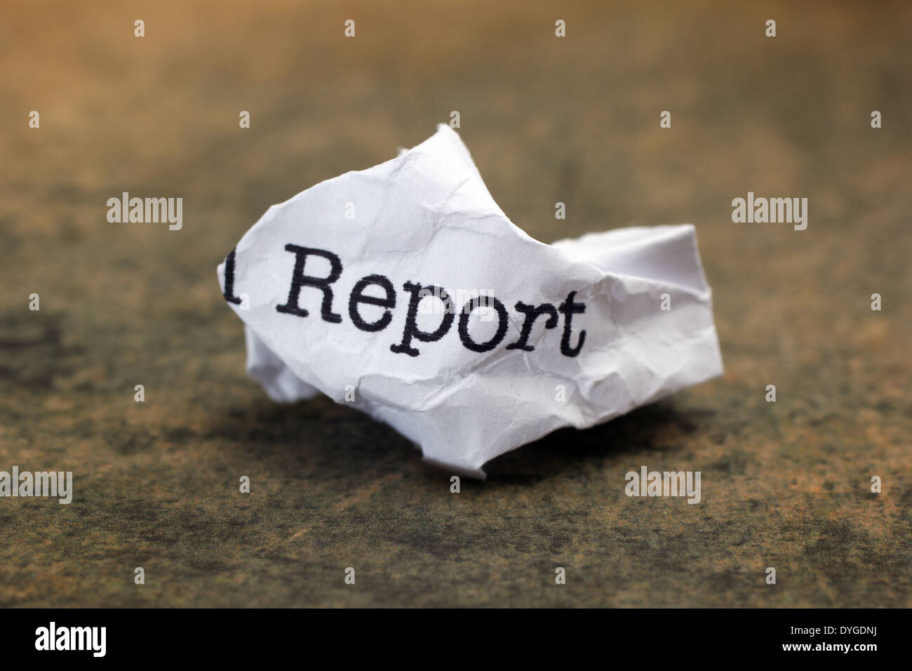 Report text on paper Stock Photo