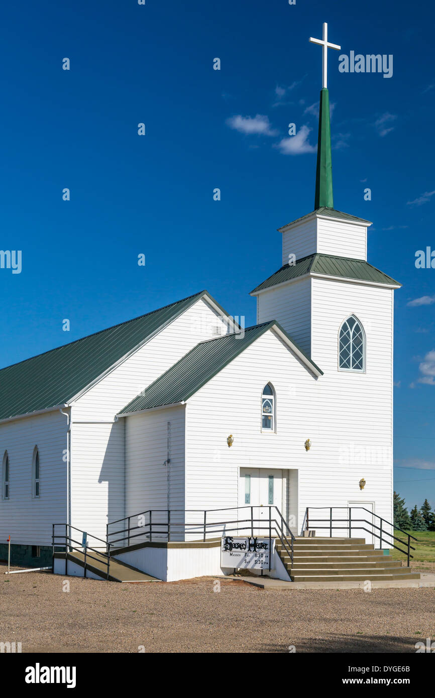 The Sacred Heart Catholic Church near Inverness, Montana, USA Stock