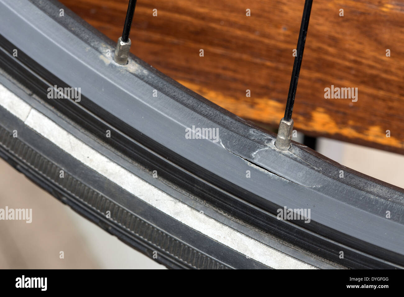 Cycle wheel damaged by potholes on birmingham's badly maintained roads