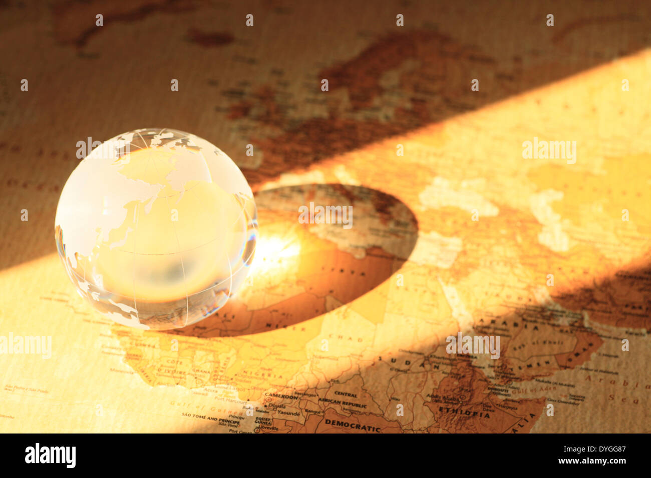 Glass globe on map Stock Photo Alamy
