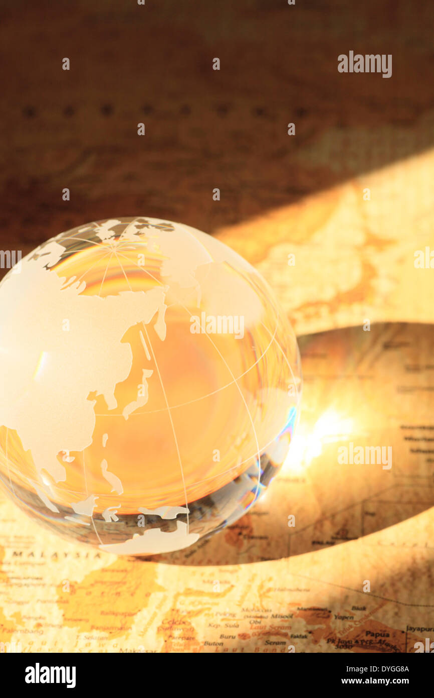 Glass globe on map Stock Photo Alamy