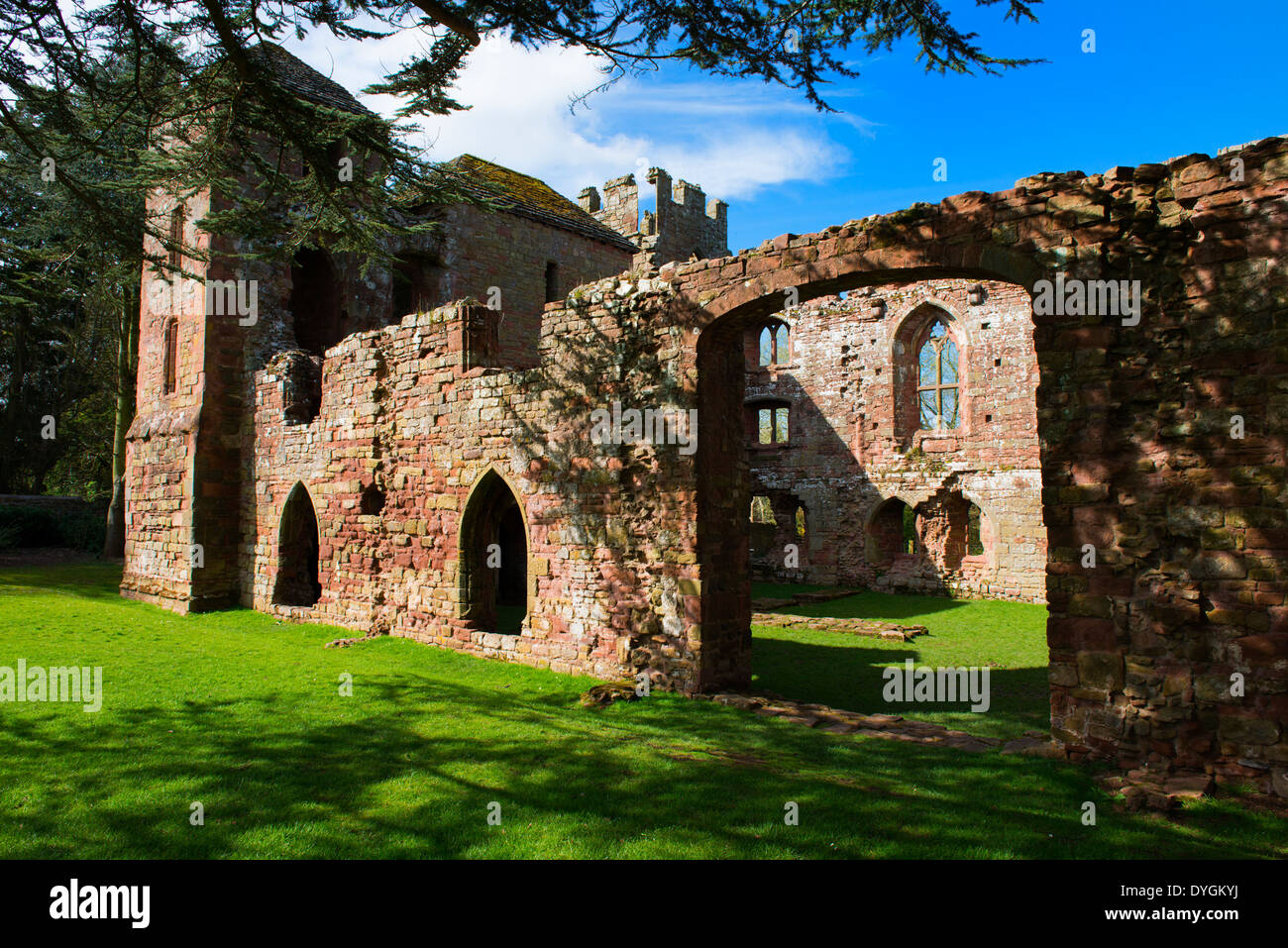 Acton Burnell Castle, a 13th century fortified manor house, near the village of Acton Burnell in Shropshire, England. Stock Photo