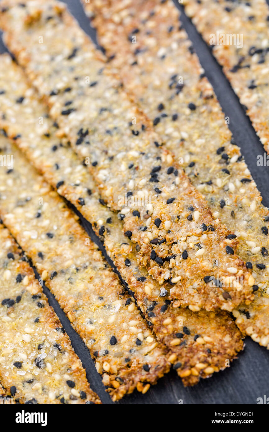 Gluten free crackers with seeds and quinoa flakes Stock Photo Alamy