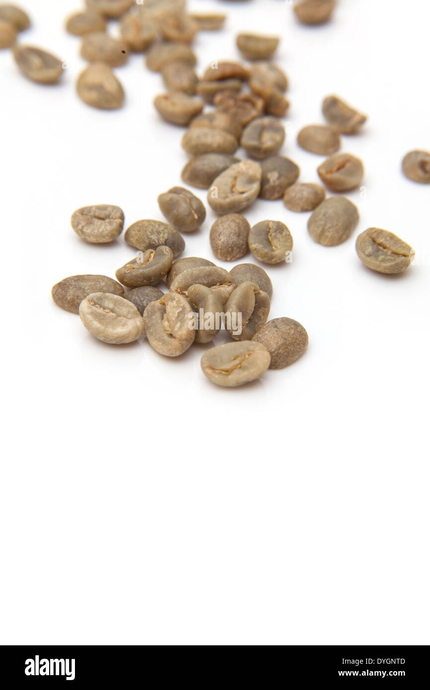 Green Arabica coffee beans isolated on a white studio background Stock ...