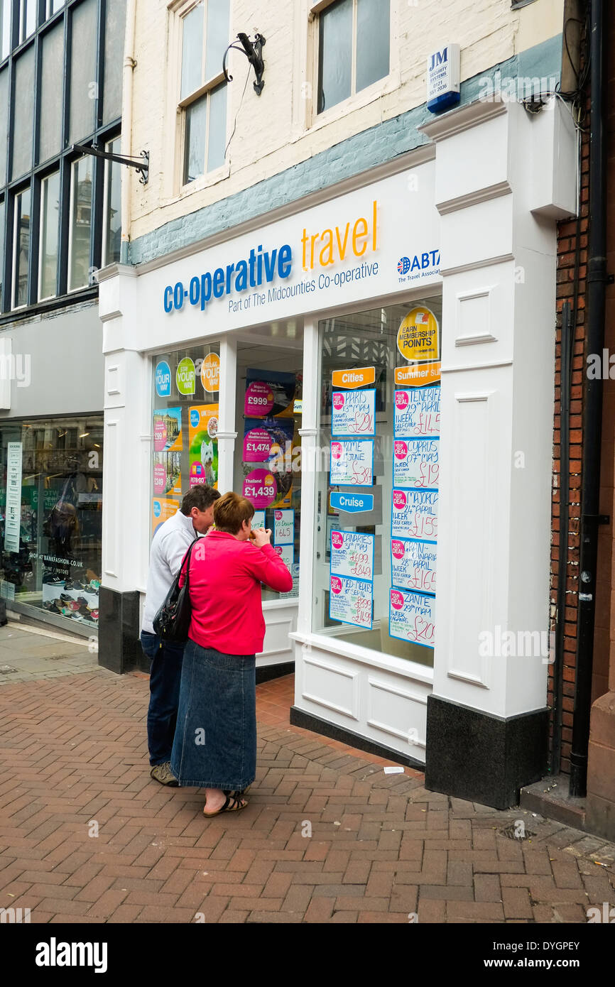 A Co-operative travel store in Shrewsbury, Shropshire, England. Stock Photo