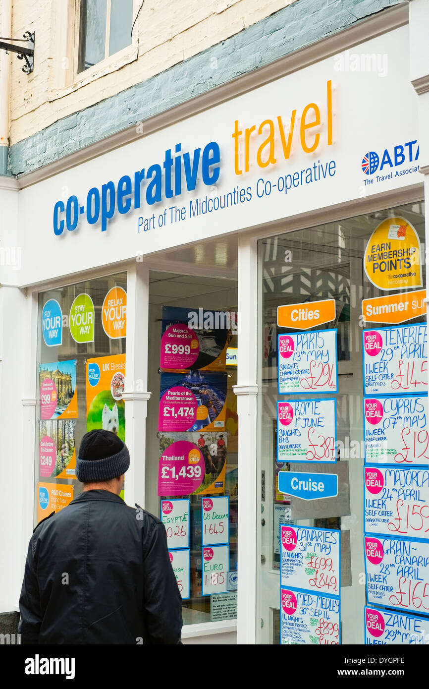 A Co-operative travel store in Shrewsbury, Shropshire, England. Stock Photo