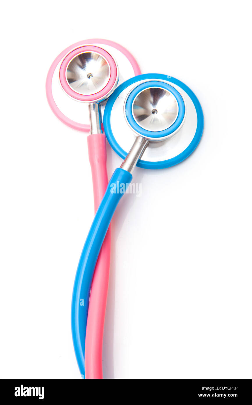 Medical stethoscopes isolated on a white studio background. Stock Photo