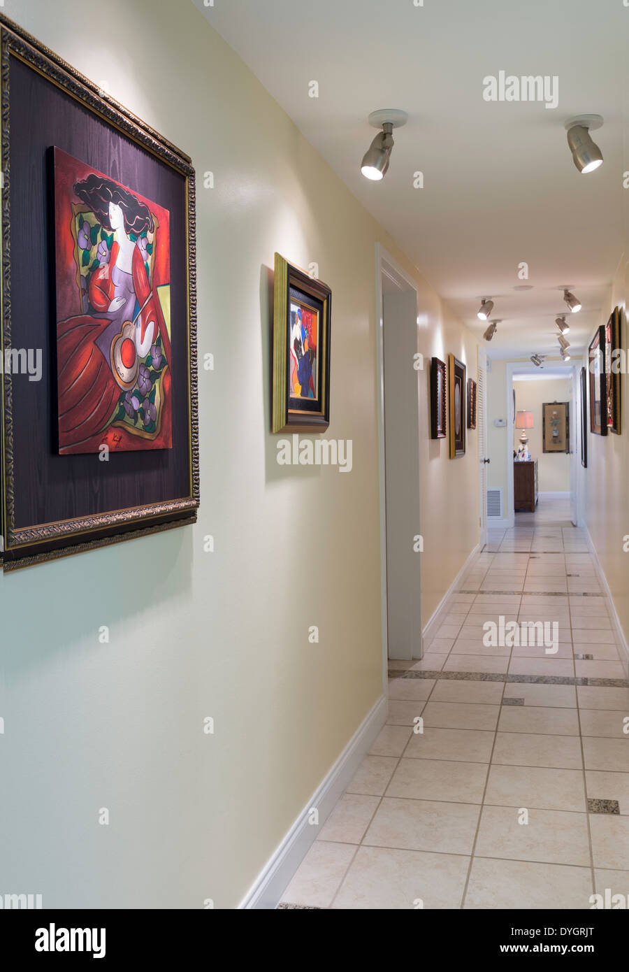 Residential Hallway Art Gallery, USA Stock Photo Alamy