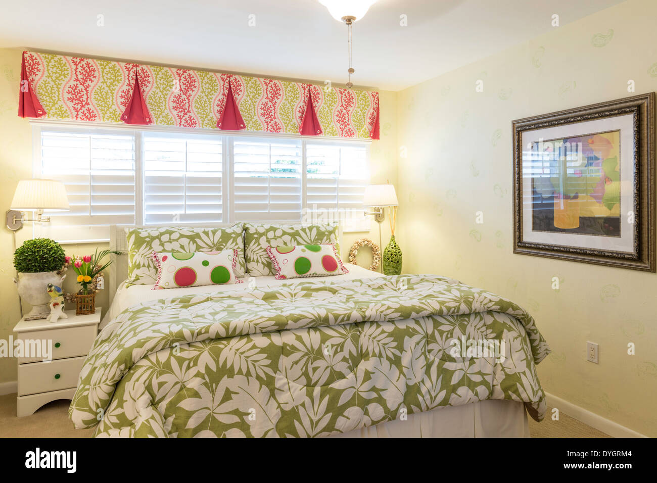 Showcase Bedroom in Luxury Home, USA Stock Photo