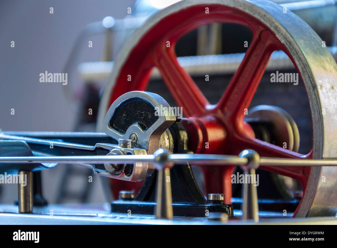 Close up of the flywheel of a steam engine Stock Photo