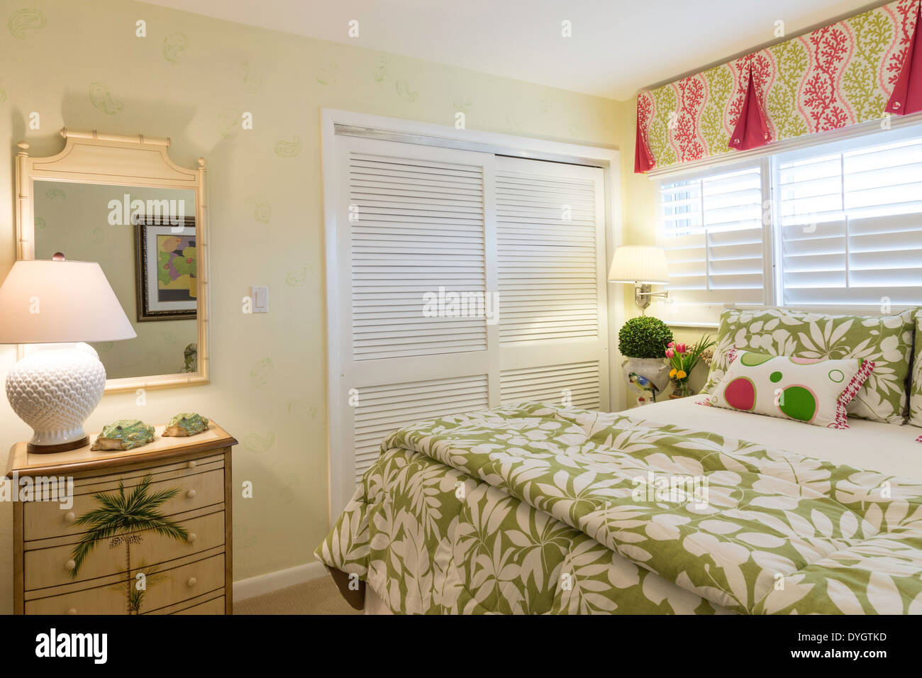 Showcase Bedroom in Luxury Home, USA Stock Photo