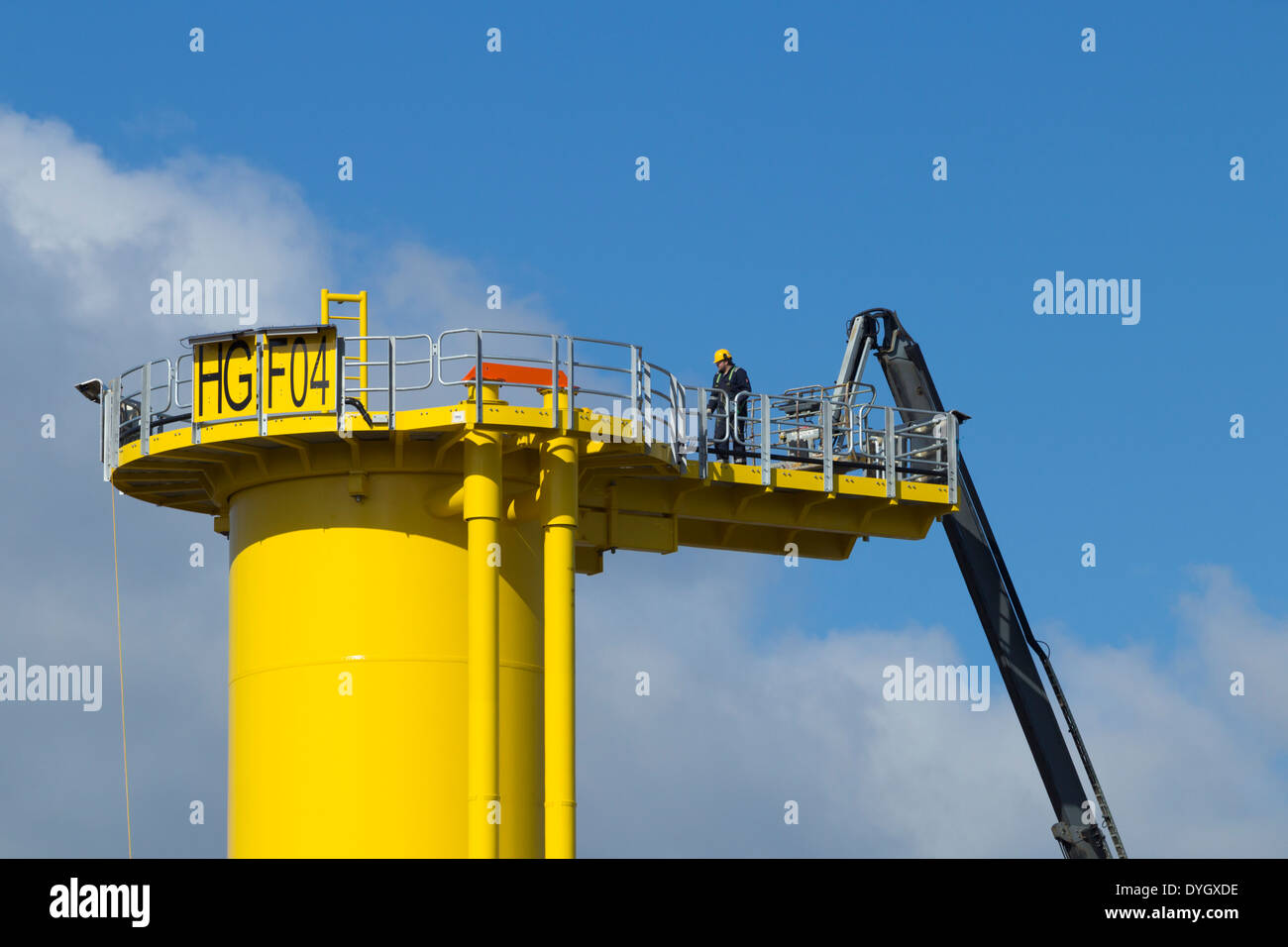 Offshore Wind turbine construction at TAG Offshore yard at Haverton Hill near Middlesbrough, England, UK Stock Photo