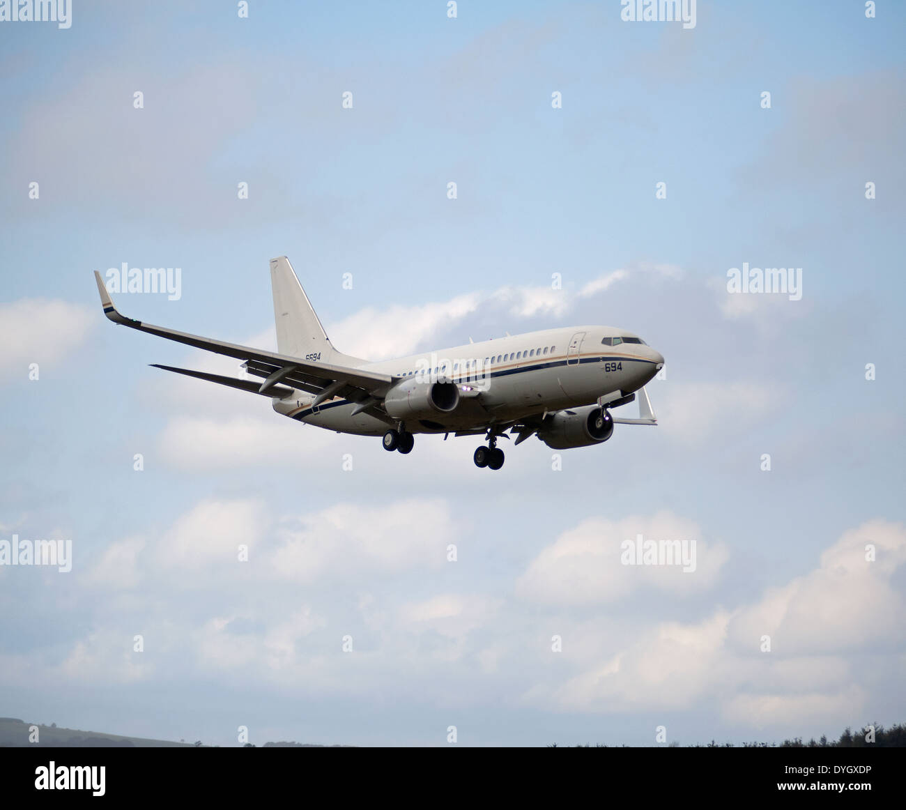 Boeing C-40A Clipper N°16-6695 US NAVY on Approach to RAF Lossiemouth Scotland. SCO 9046 Stock Photo