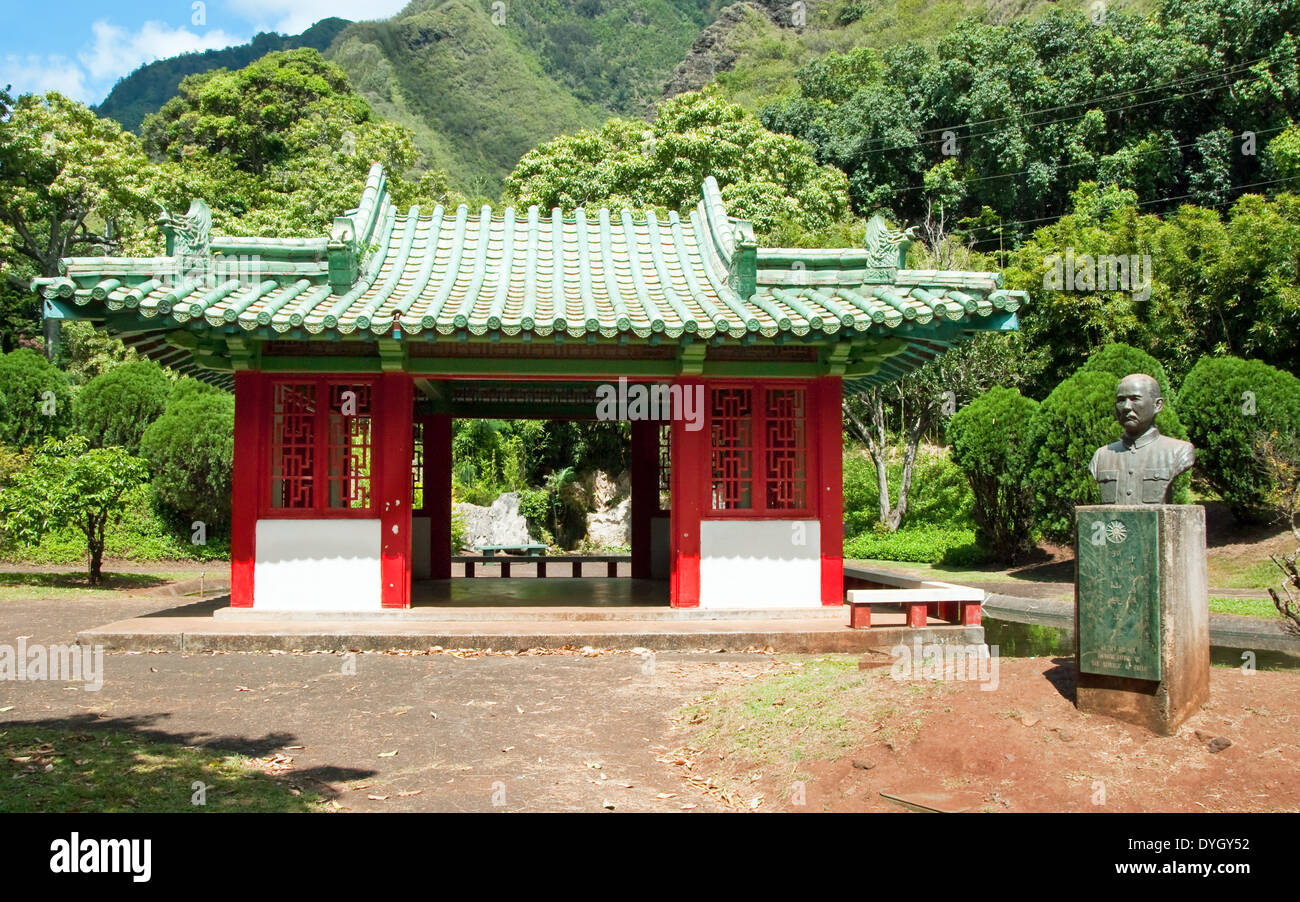 Japanese garden in Iao Valley State Park on Maui Hawaii Stock Photo