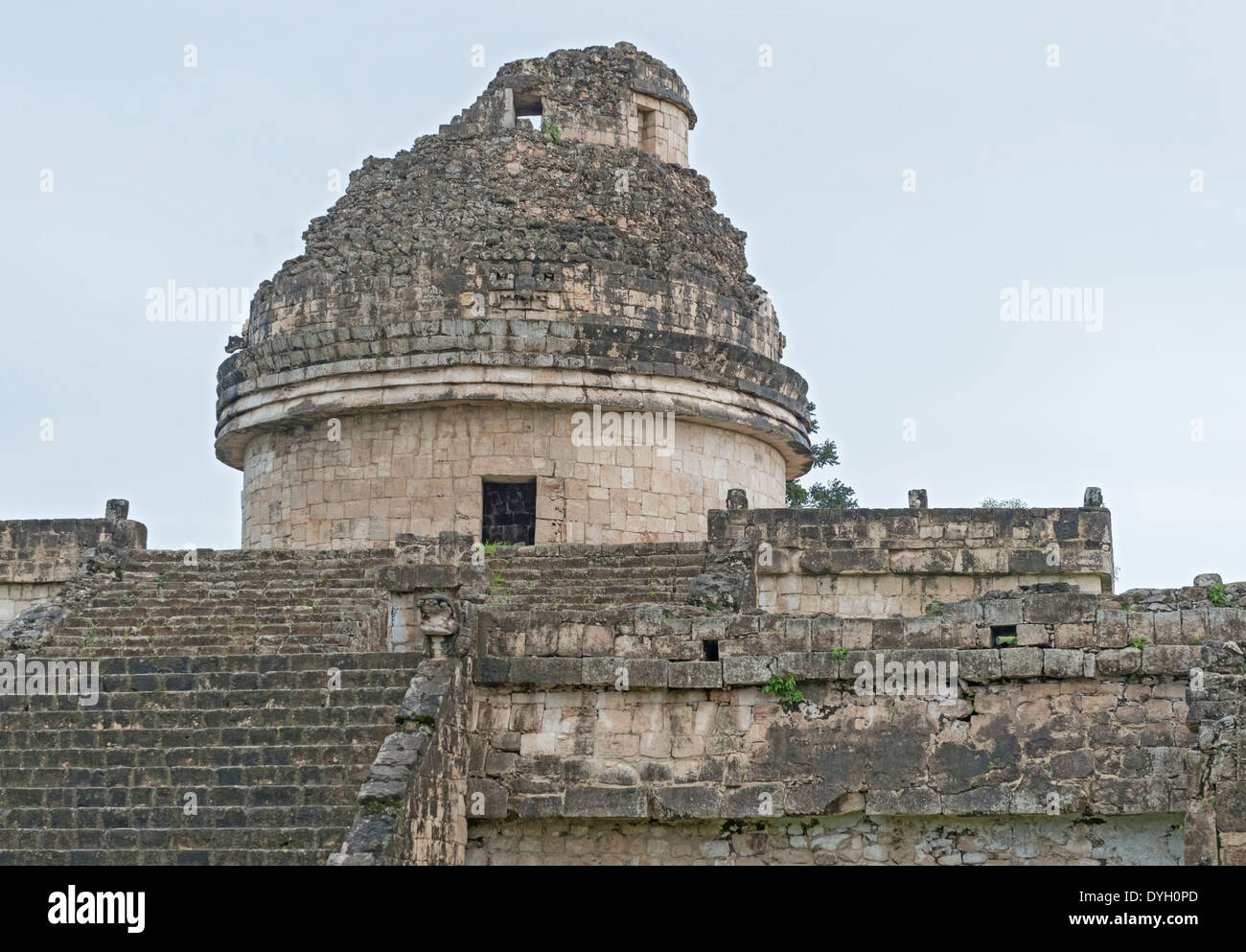 An ancient astronomical observatory in Chichen Itza Mayan city, Mexico Stock Photo