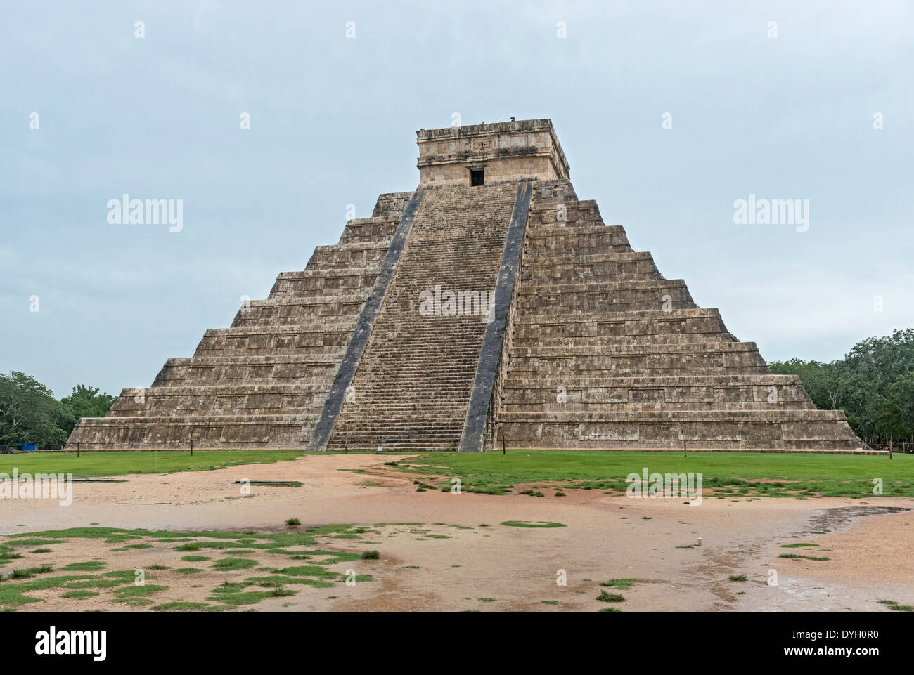 Yucatan, Mexico, September 1, 2013: The most famous icon in Mexico, the Kukulkan pyramid in Chichen Itza archeological park. Stock Photo