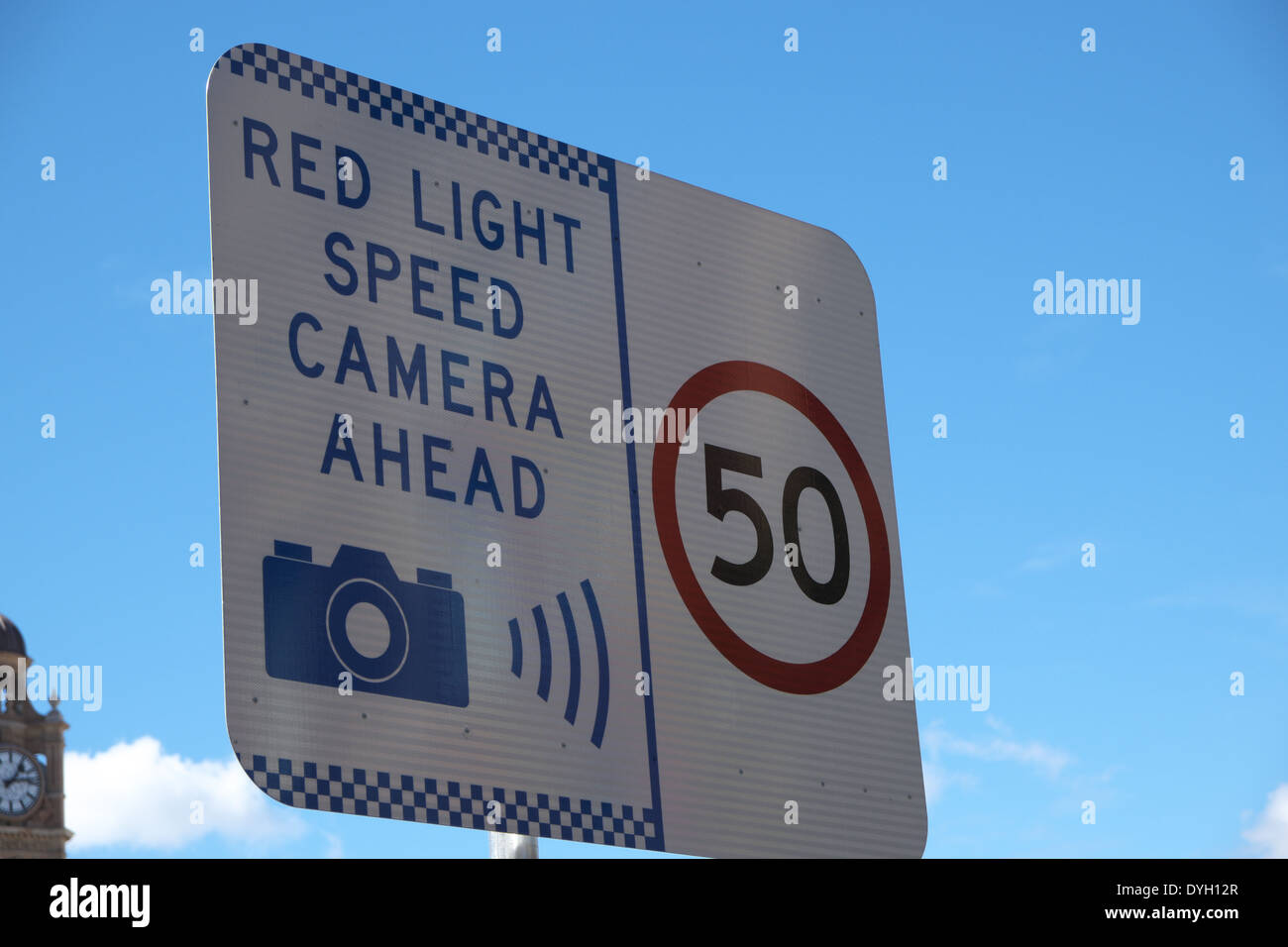 speed limit and camera sign, sydney,nsw,australia Stock Photo