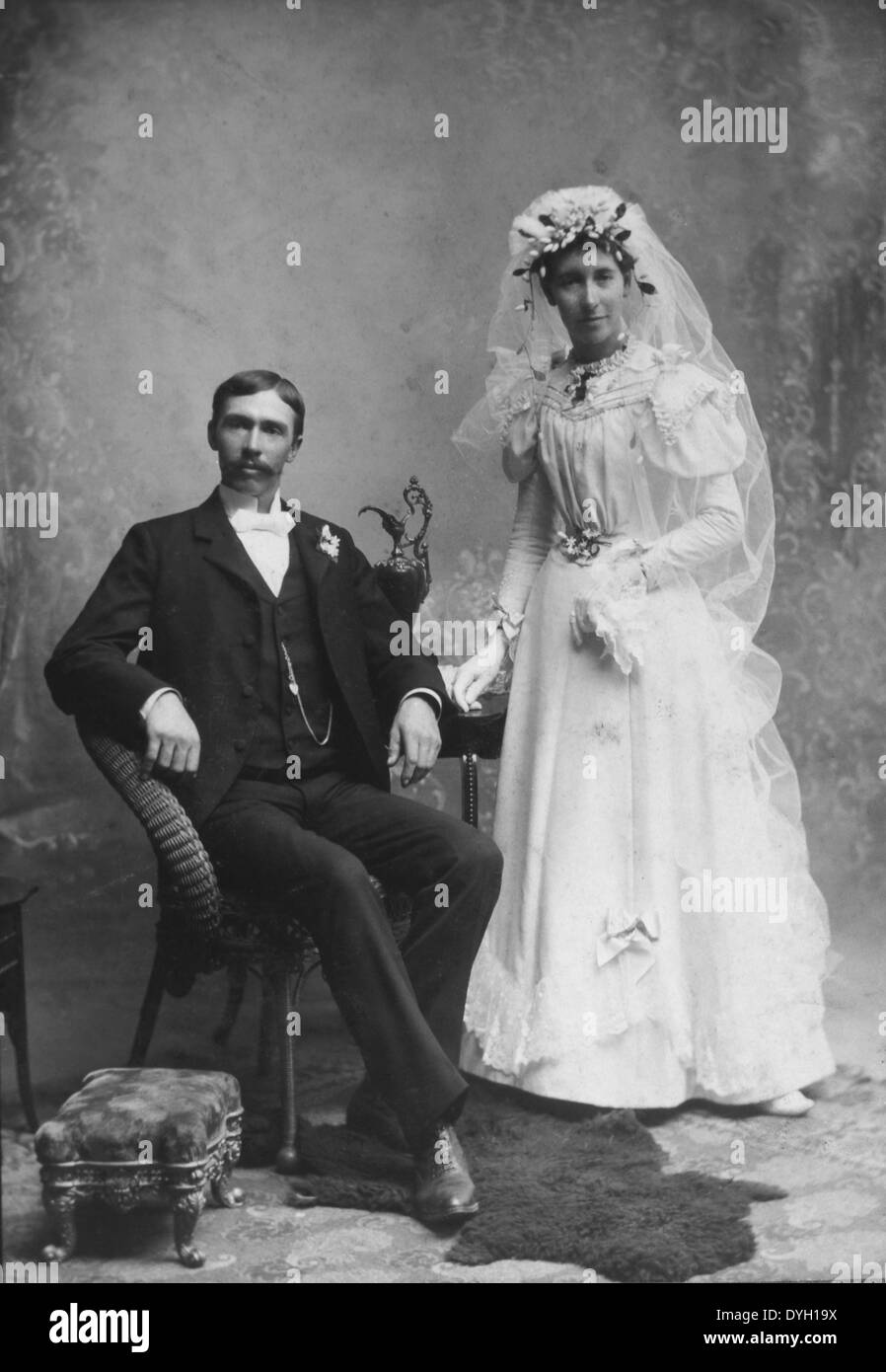 Wedding Couple, Portrait, Burlington, Iowa, USA, circa 1905 Stock Photo