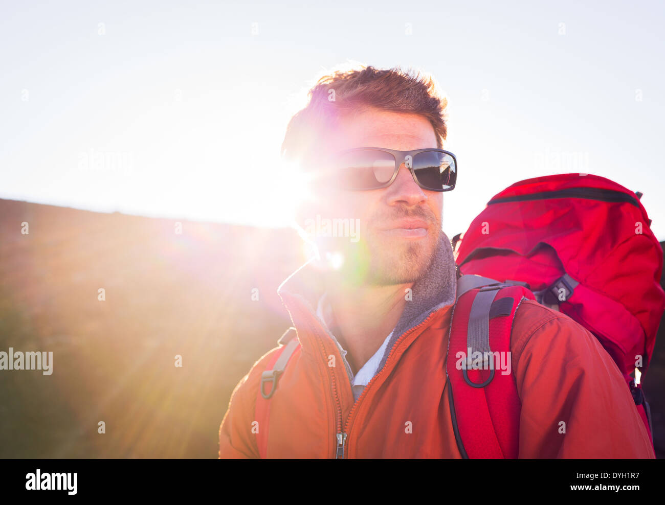 Man hiker standing on hill hi-res stock photography and images - Alamy