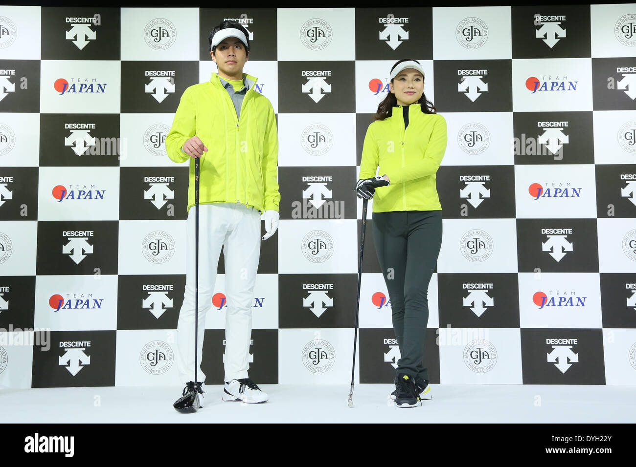 General view, APRIL 17, 2014 : A press conference about Japanese sports brand DESCENTE at Tokyo, Japan. DESCENTE made an official supplier agreement with Japan Golf Association (JGA) and started their new brand 'DESCENTE GOLF'. Credit:  Yohei Osada/AFLO SPORT/Alamy Live News Stock Photo