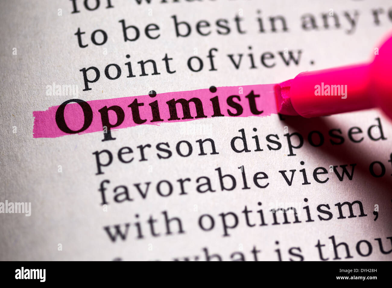 Fake Dictionary, Dictionary definition of the word optimist Stock Photo -  Alamy