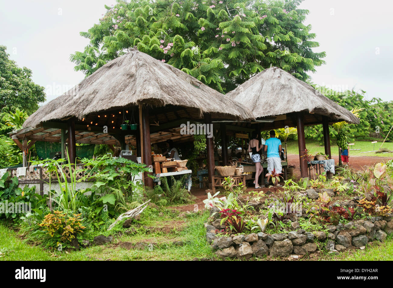 A banana bread and food stand on the Hana Highway in Maui, Hawaii. Stock Photo