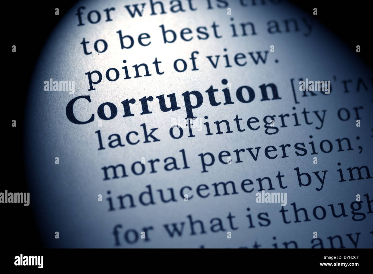 Fake Dictionary, Dictionary definition of the word corruption Stock