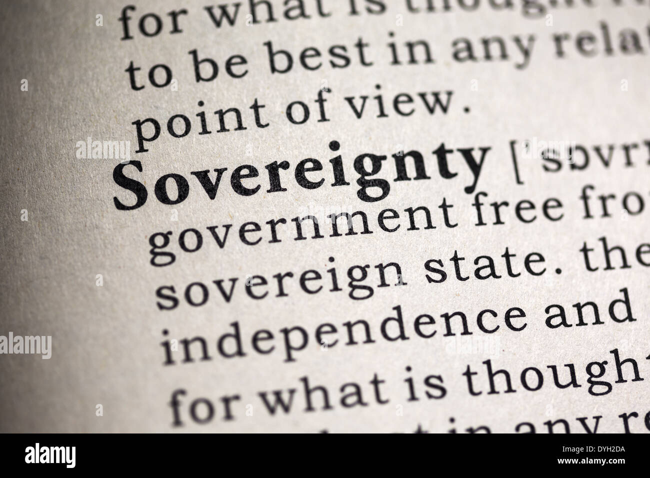 Fake Dictionary, Dictionary definition of the word sovereignty . Stock Photo