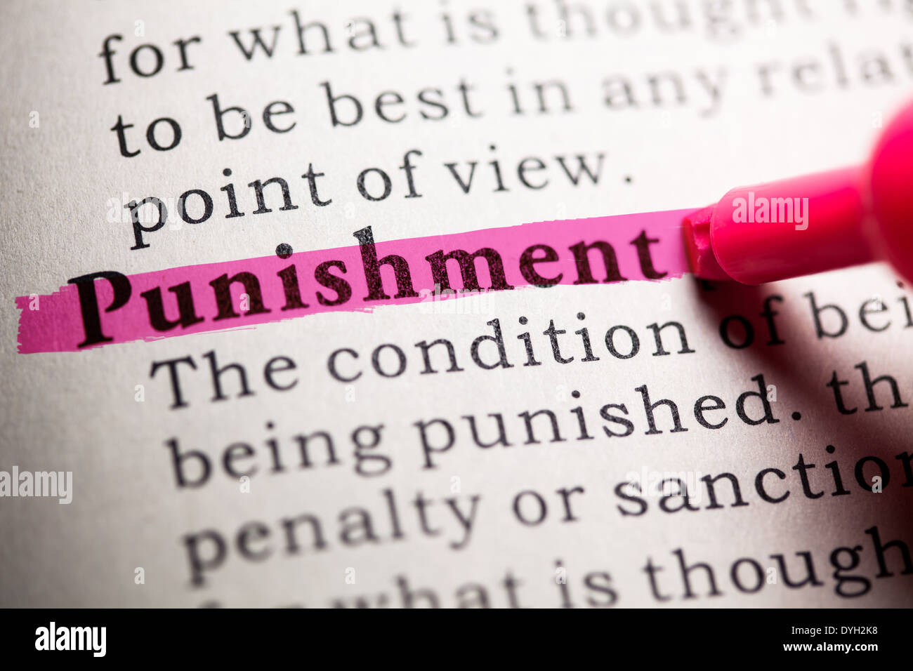 Fake Dictionary, Dictionary definition of the word punishment Stock