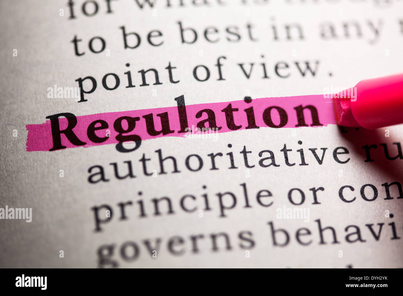 Fake Dictionary, Dictionary definition of the word regulation Stock