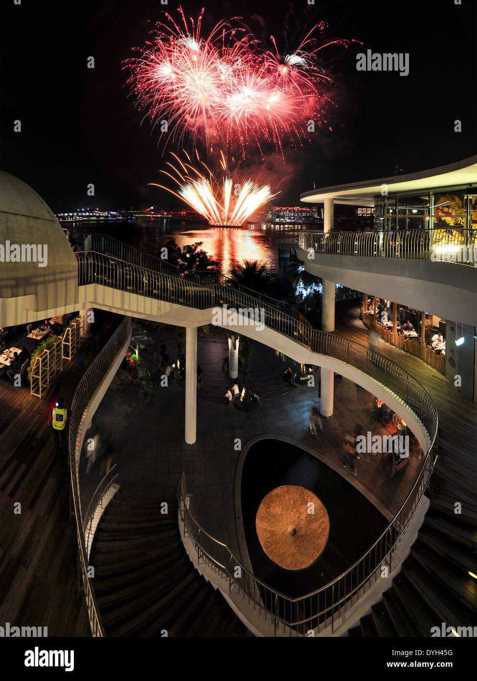 Fireworks show in celebration of Vivocity's 7th birthday. Stock Photo