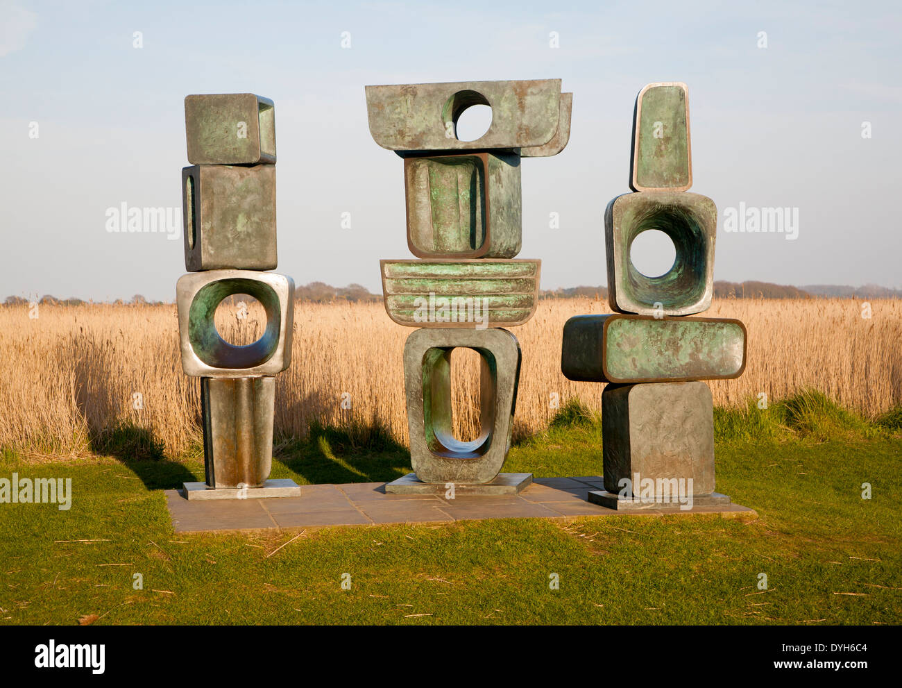 The Family of Man sculpture by Barbara Hepworth created in 1970 at Snape Maltings, Suffolk, England Stock Photo