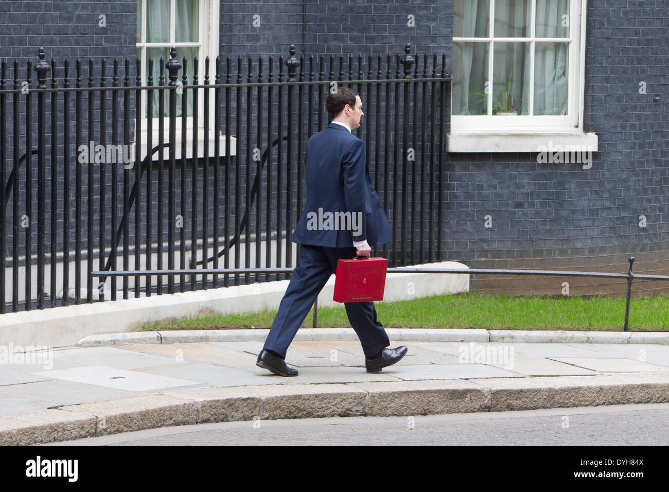 George Osbourne leaves 11 Downing street to deliver his budget Stock Photo