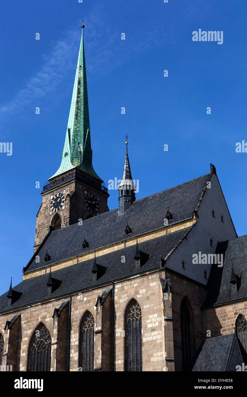 Plzen church Old Town monument Pilsen Cathedral Czech Republic landmarks Stock Photo